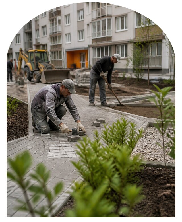 Благоустройство двора многоквартирного дома в Краснодаре